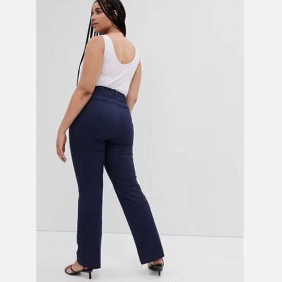 GAP 90's Kick Fit High Rise Stretch Navy Blue Y2k BOHO Pants Size 14 RETAIL $70 - Picture 2 of 6